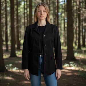 Colebrook & Co Classic Black Suede Leather Jacket NWOT size small